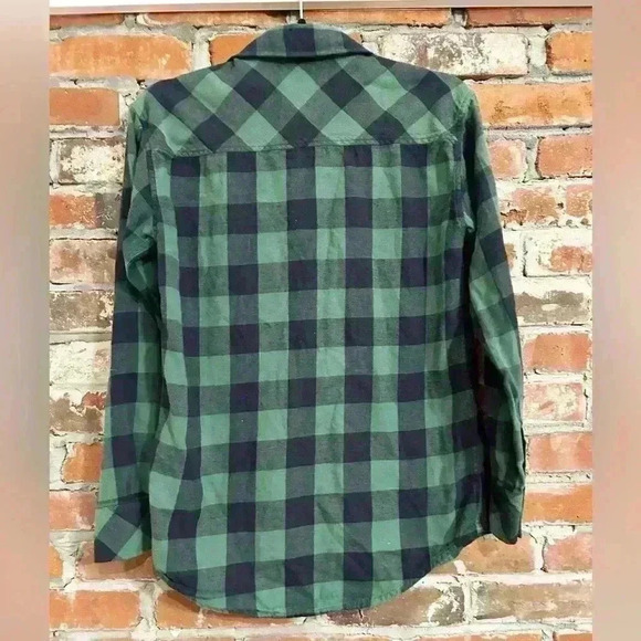TNA Aritzia Green & Black Boyfriend Fit Flannel Size XS - Picture 7 of 8